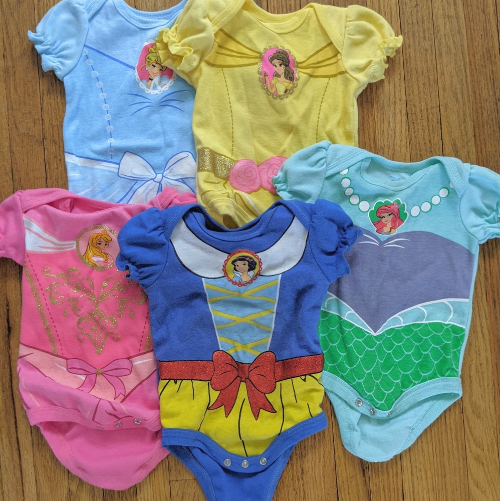 Disney Princess 5 Set Onesies 3M